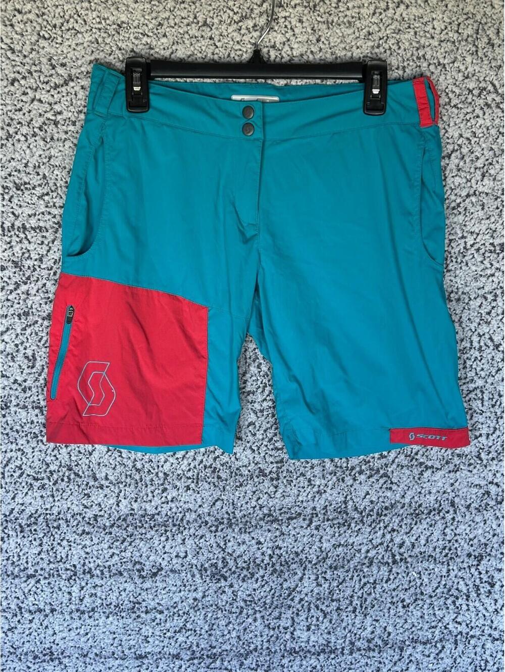 Scott Women’s Mountain Bike Shorts Teal Pink Size Medium Trail MTB